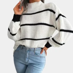 Truien & Vesten Dames*Celine - Modieuze dames zachte zomertrui met hoge hals