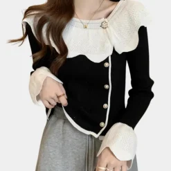 Truien & Vesten Dames*CHARNITA - Luxe Zomerse Trui voor Dames Zwart