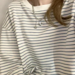 Topjes & Shirts Dames*CHERYL - Comfortabel Gestreept Zomersweatshirt voor Dames Beige