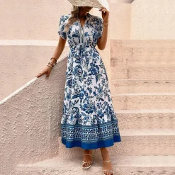 Jurken & Jumpsuits Dames*CHIARA - Elegante zomerjurk voor de lente en zomer Blauw