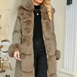 Jassen Dames*CHRISTINE - Comfortabele Plush Mantel voor Dames Bruin