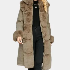 Jassen Dames*CHRISTINE - Comfortabele Plush Mantel voor Dames Bruin