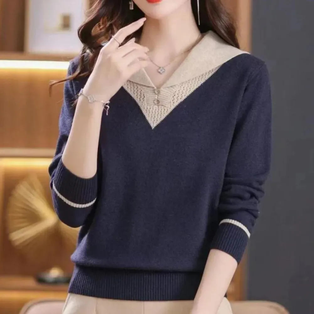 Truien & Vesten Dames*Ciri - Trendy Zomerse Damestrui met V-Hals en Patchworkdetails