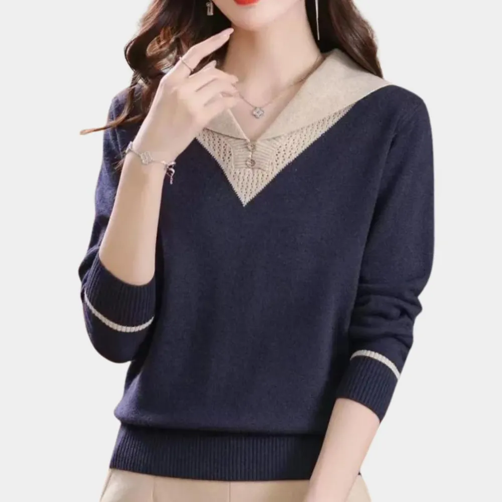 Truien & Vesten Dames*Ciri - Trendy Zomerse Damestrui met V-Hals en Patchworkdetails