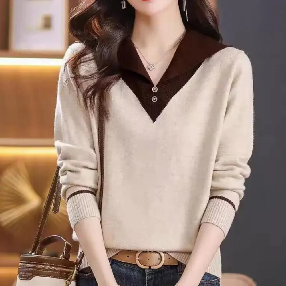 Truien & Vesten Dames*Ciri - Trendy Zomerse Damestrui met V-Hals en Patchworkdetails