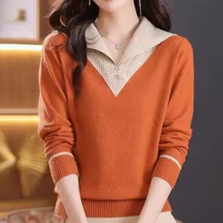 Truien & Vesten Dames*Ciri - Trendy Zomerse Damestrui met V-Hals en Patchworkdetails