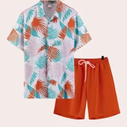 Sets Heren*Claiborne - Heren Hawaiian tweedelige zomerkledingset voor de zomer
