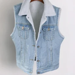 Truien & Vesten Dames*CLAIRE - Trendy Denim Vest voor Dames - Perfect voor de Zomer