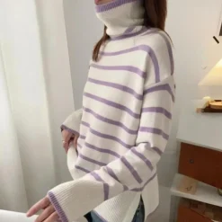 Truien & Vesten Dames*Clarice - Trendy gestreepte coltrui voor dames, perfect voor de lente en zomer