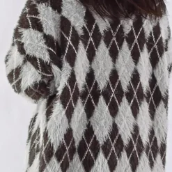 Truien & Vesten Dames*CLARIMONE - Elegant Geruit Damesvest voor de Zomer Bruin