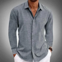 Shirts Heren*Claudio - Klassiek herenoverhemd met lange mouwen voor de zomer