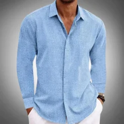 Shirts Heren*Claudio - Klassiek herenoverhemd met lange mouwen voor de zomer