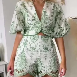 Sets Dames*Clementina - Stijlvol 2-delig Zomerset voor Moderne Vrouwen Groen