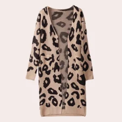 Truien & Vesten Dames*CLOTHILDE - Stijlvol Lang Dames Vest met Luipaardprint voor Zomeravonden