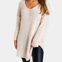 Truien & Vesten Dames*Comfortabele gebreide damestrui voor de zomer Beige