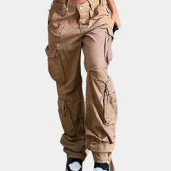 Broeken & Rokken Dames*Concetta - Zomerse klassieke cargo broek voor dames Khaki