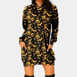 Jurken & Jumpsuits Dames*Csilla - Comfortabel Zomer Mini Jurkje met Capuchon Zwart