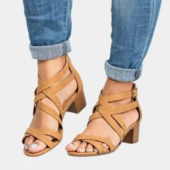 Damesschoenen*Damessandalen met gestapelde hak voor de zomer