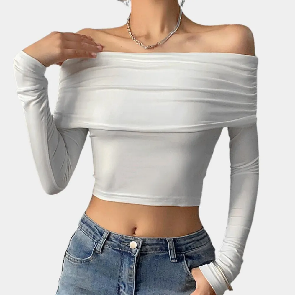 Topjes & Shirts Dames*Damestop met lange mouwen en off-shoulder voor de zomer