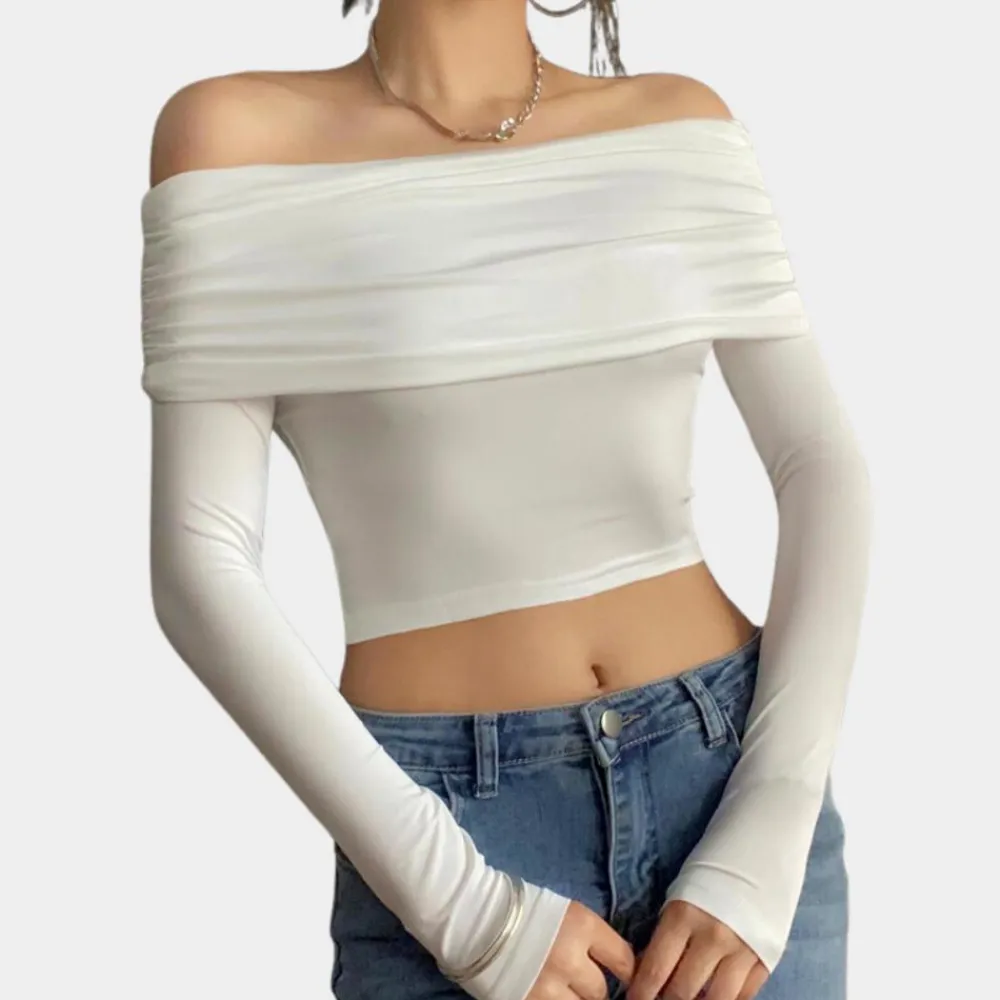 Topjes & Shirts Dames*Damestop met lange mouwen en off-shoulder voor de zomer