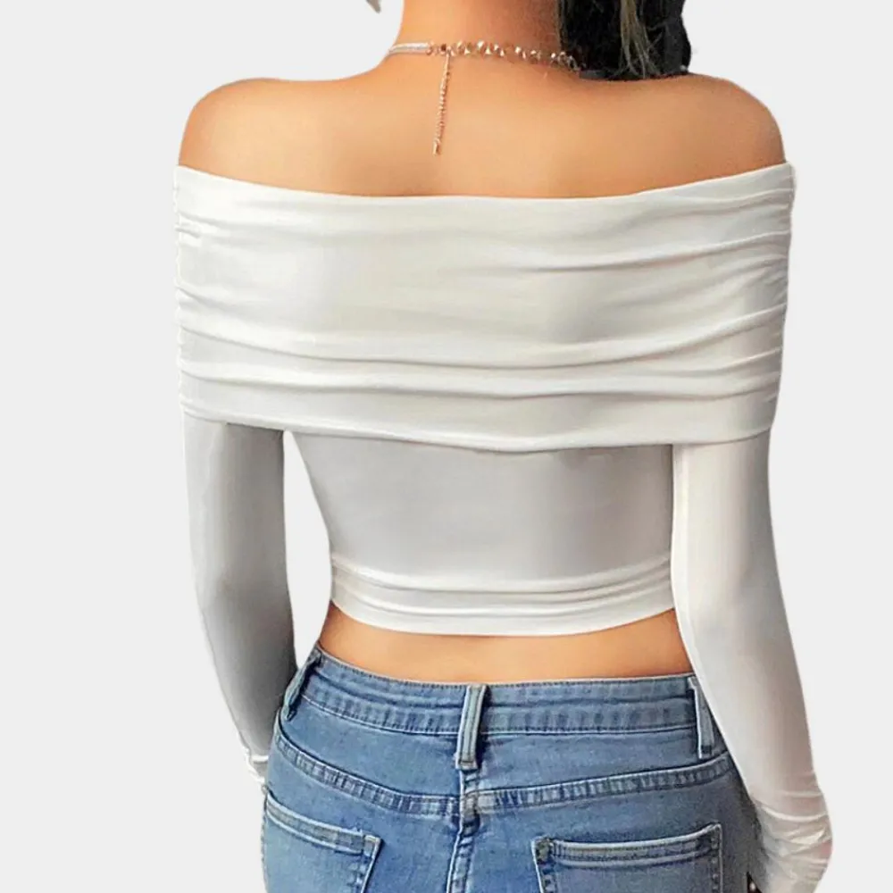 Topjes & Shirts Dames*Damestop met lange mouwen en off-shoulder voor de zomer