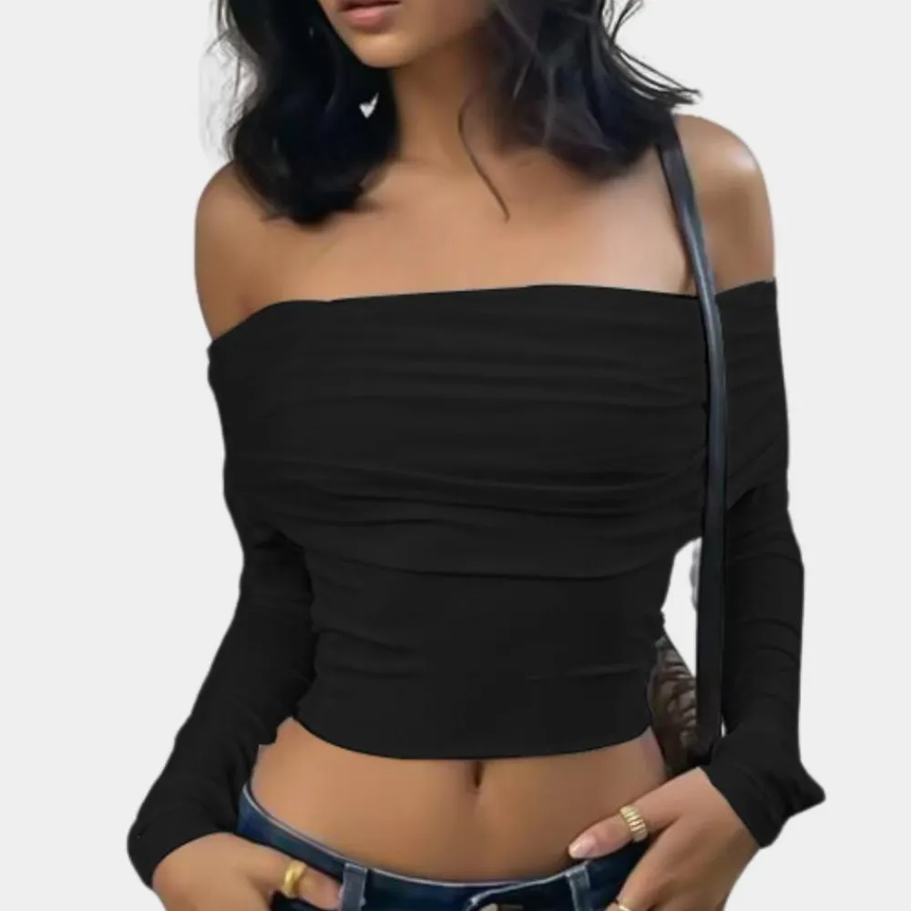 Topjes & Shirts Dames*Damestop met lange mouwen en off-shoulder voor de zomer