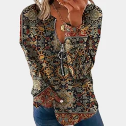 Truien & Vesten Dames*Damestrui met vintageprint voor de zomer