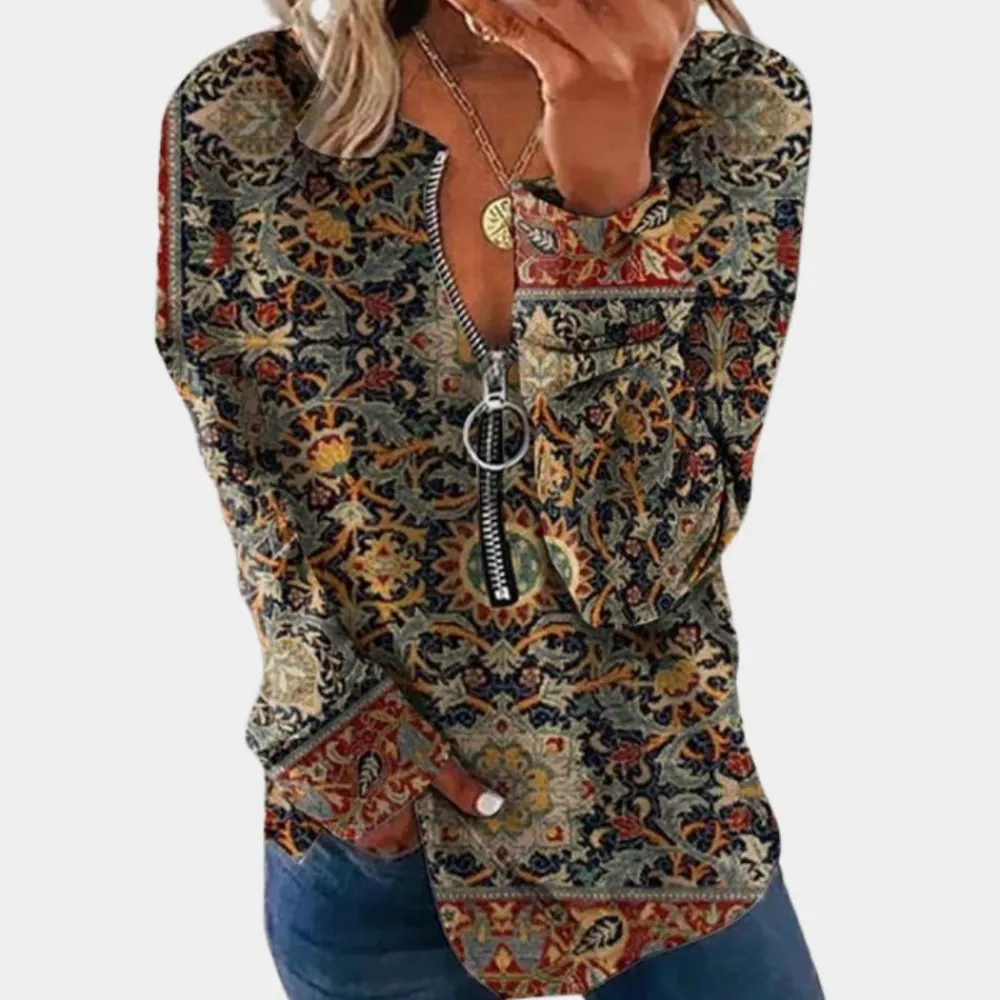 Truien & Vesten Dames*Damestrui met vintageprint voor de zomer