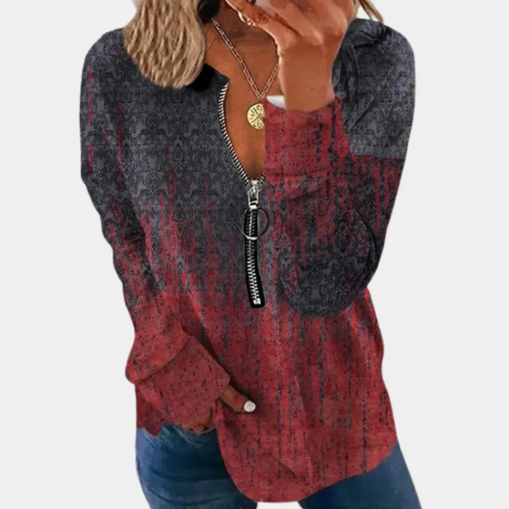 Truien & Vesten Dames*Damestrui met vintageprint voor de zomer