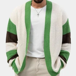 Truien & Vesten Heren*Damianos - Stijlvol gebreid herenvest met kleurvlakken voor de zomer Groen