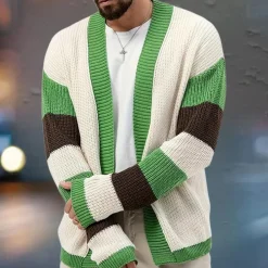 Truien & Vesten Heren*Damianos - Stijlvol gebreid herenvest met kleurvlakken voor de zomer Groen