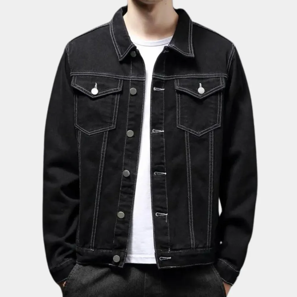 Jassen Heren*Darcio - Denim zomerjas voor heren met trendy look Zwart