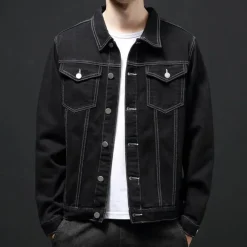 Jassen Heren*Darcio - Denim zomerjas voor heren met trendy look Zwart