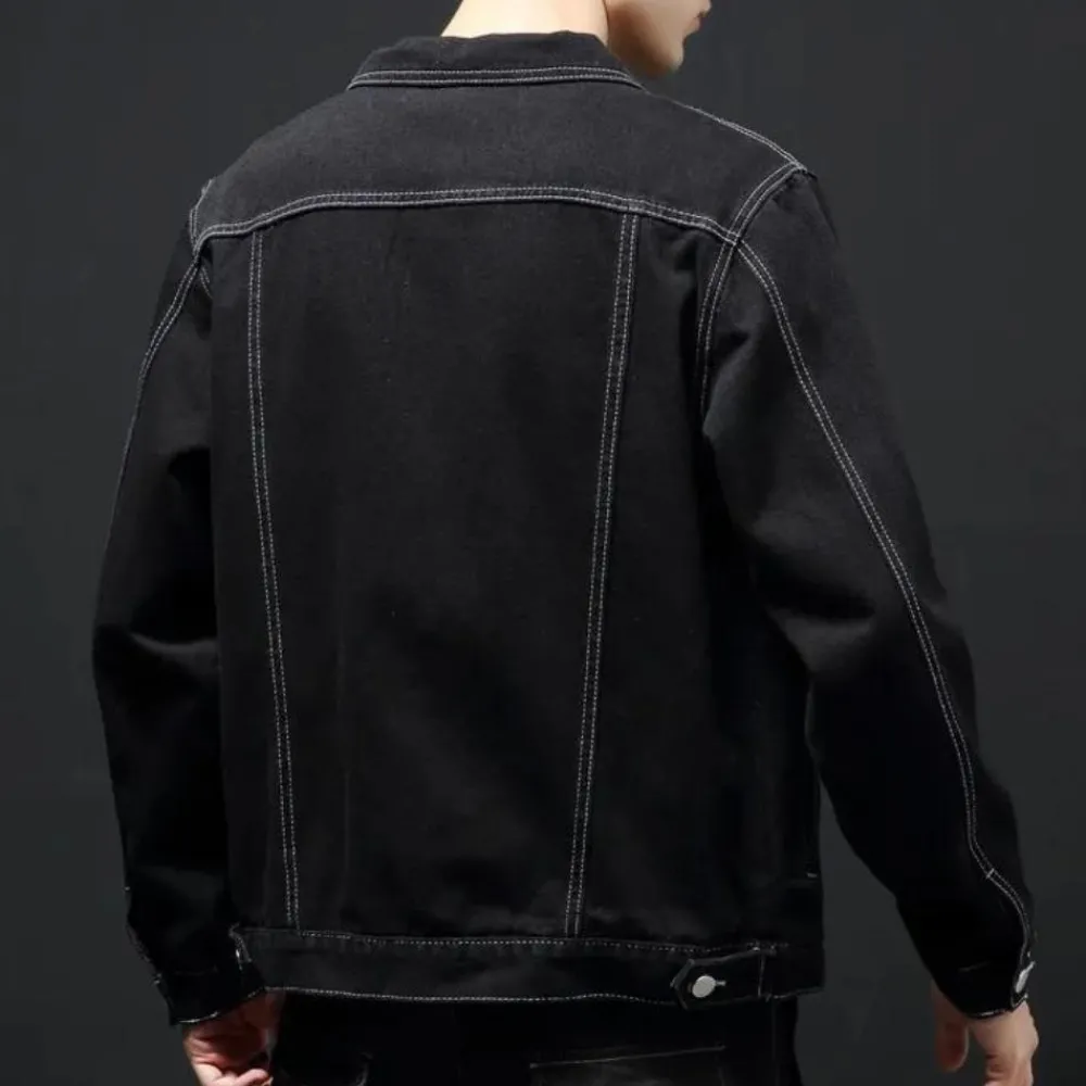 Jassen Heren*Darcio - Denim zomerjas voor heren met trendy look Zwart