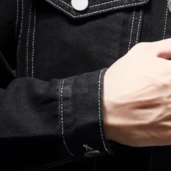 Jassen Heren*Darcio - Denim zomerjas voor heren met trendy look Zwart