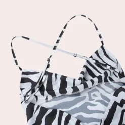 Jurken & Jumpsuits Dames*Dayana - Gedurfde Rugloze Maxi met Zebra Strepen voor de Zomer Zwart