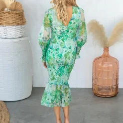 Jurken & Jumpsuits Dames*Delfina - Prachtige Zomer Bloemenprint Jurk met Plooien