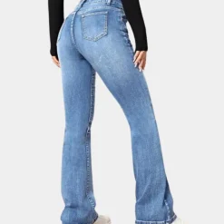 Broeken & Rokken Dames*Delphine - Luchtige uitlopende damesbroek met hoge taille voor de zomer