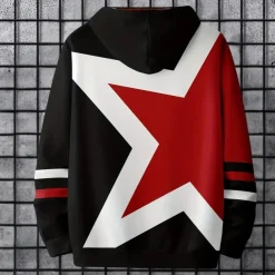 Truien & Vesten Heren*Dionisie - Hippe heren zomer hoodie met sterrenprint Rood