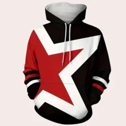 Truien & Vesten Heren*Dionisie - Hippe heren zomer hoodie met sterrenprint Rood