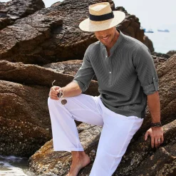 Broeken Heren*DOMINIK - Stijlvol casual zomer overhemd