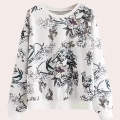 Truien & Vesten Dames*DORIS - Modieuze Bloemen Zomertrui voor Dames Wit