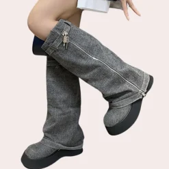 Damesschoenen*DULCE - Trendy Denim Laarzen voor Dames - Zomerse Stijl