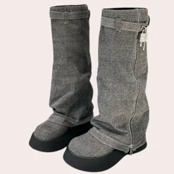 Damesschoenen*DULCE - Trendy Denim Laarzen voor Dames - Zomerse Stijl