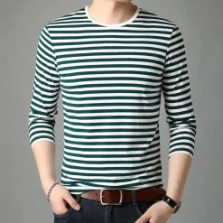 Shirts Heren*Dusan - Modern Herenoverhemd met lange mouwen en strepen voor de Zomer