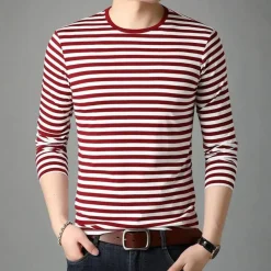 Shirts Heren*Dusan - Modern Herenoverhemd met lange mouwen en strepen voor de Zomer