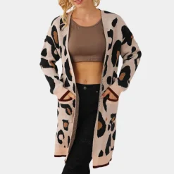 Truien & Vesten Dames*EDELINA - Zomers dames vest met luipaardprint Bruin