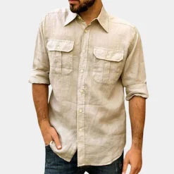 Shirts Heren*Edouard - Luchtig klassiek herenoverhemd met borstzakken voor de zomer