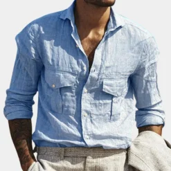 Shirts Heren*Edouard - Luchtig klassiek herenoverhemd met borstzakken voor de zomer