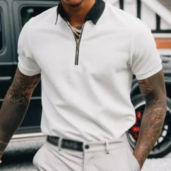 Shirts Heren*Edvard - Elegant Half Rits Poloshirt voor heren - Zomerse Stijl